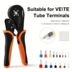 1pc Self-adjusting Ratcheting Square Crimping Tool For Awg28-5 (0.08-16mm). Wire Crimper With 1000pcs Tube Terminals Set. Electrical Wire Connector Tools Kit. 8.5 Inchu002F207mm - Image 2