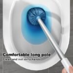 1 Set. Toilet Brush With Holder Set. Wall Mounted Long Handle Toilet Cleaning Brush With Holder. Flexible Toilet Bowl Cleaning Brush. No Dead Corner. Bathroom Cleaning Brush. Cleaning Supplies. Cleaning Tool. Back To School Supplies - Image 6