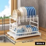 1 Set Dish Rack. 2 Tier Dish Drying Rack. Rustproof Kitchen Dish Drying Rack With Drainboard And Utensil Holder For Kitchen Countertop. Kitchen Accessories - Image 9