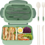 1pc 33.81 oz Lunch Box With Tableware For Office Workers. Square Divided Microwave Oven Bento Box. Leakproof Food Container. Hand Wash. For back to school. class. college. school supplies. kitchen organizers and storage. kitchen accessories - Image 2