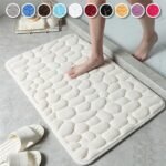 1pc Cobblestone Pattern Bath Rug. Soft Non-Slip Quick Dry Bath Mat. Water Absorbent Shower Carpet For home. Bathroom Accessories. Bathroom Decor. Bathroom decorations. kitchen Area Rugs. Laundry. bedrooom. shower. indoor mat