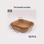 50pcs Non-Stick Air Fryer Liners – Square Paper Liners For Baking. Roasting. And Microwave Cooking – Easy Cleanup And Healthier Cooking For Hotelu002FCommercial - Image 9