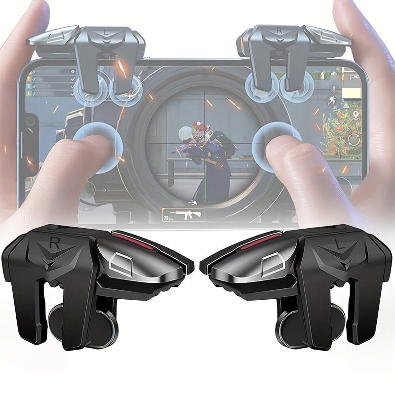 357d7ba1cf1d72354823f6f61a4930b6.jpg A Pair Of Mobile Game Controller Triggers. Mobile Game Accessories. Finger Trigger Sensitive Shooting Target Button Intelligent Mobile Game Controller Handle. Can Operate Mobile Phone Flexibly With Six Fingers. More Smooth And Sensitive - Image 1