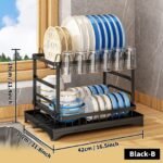 1 Set Dish Rack. 2 Tier Dish Drying Rack. Rustproof Kitchen Dish Drying Rack With Drainboard And Utensil Holder For Kitchen Countertop. Kitchen Accessories - Image 11
