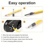 1pc Self-adjusting Ratcheting Square Crimping Tool For Awg28-5 (0.08-16mm). Wire Crimper With 1000pcs Tube Terminals Set. Electrical Wire Connector Tools Kit. 8.5 Inchu002F207mm - Image 5