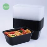 30u002F50pcs. 26oz Plastic Black Boxs With Lids. Rectangular Food Storage Containers With Covers. BPA Free. Stackable Leakproof Bento Boxes. Microwaveable Safe Food Containers. Kitchen Gadgets. Kitchen Accessories. Home Kitchen Items - Image 2