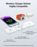 Wireless Charger. Magnetic Foldable 3 in 1 Mag-Safe Charger. Fast Travel Wireless Charging Station for iPhone 15/14/13/12/ Series.for iWatch.for AirPods (Adapter Included) - Image 5
