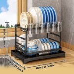 1 Set Dish Rack. 2 Tier Dish Drying Rack. Rustproof Kitchen Dish Drying Rack With Drainboard And Utensil Holder For Kitchen Countertop. Kitchen Accessories - Image 4
