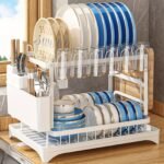 1 Set Dish Rack. 2 Tier Dish Drying Rack. Rustproof Kitchen Dish Drying Rack With Drainboard And Utensil Holder For Kitchen Countertop. Kitchen Accessories - Image 3