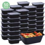 30u002F50pcs. 26oz Plastic Black Boxs With Lids. Rectangular Food Storage Containers With Covers. BPA Free. Stackable Leakproof Bento Boxes. Microwaveable Safe Food Containers. Kitchen Gadgets. Kitchen Accessories. Home Kitchen Items - Image 8
