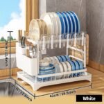1 Set Dish Rack. 2 Tier Dish Drying Rack. Rustproof Kitchen Dish Drying Rack With Drainboard And Utensil Holder For Kitchen Countertop. Kitchen Accessories - Image 6