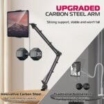 Adjustable Tablet Holder For Desk. Carbon Steel Tablet Stand For Bed. Flexible Tablet Arm Clamp Compatible With Adjustable Desktop Tablet Holder Mount Foldable Phone Stand With 360?? Swivel Phone Clamp Mount Holder - Image 5